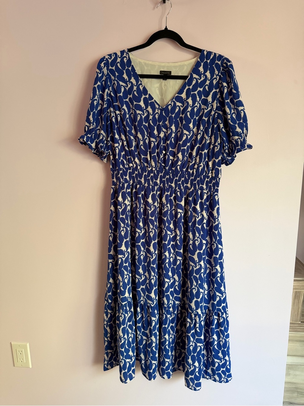 Talbots Blue Paisley V-Neck Women’s Dress XL